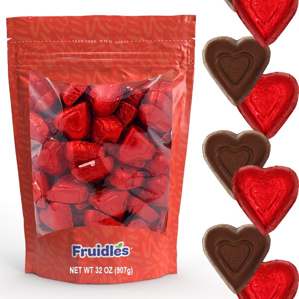 Valentine's Day Milk Chocolate Hearts, Party Bag Fillers, Individually Wrapped Foils, Kosher Certified (80 Ct. (2 Pounds))