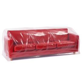 Belinlen 92W x 42D x 62/41H Inches Plastic Couch Covers - Dust-Proof Furniture Cover for Sofa, Heavy Duty Storage and Moving Bag, Renovation Protection (4mil Thickness)