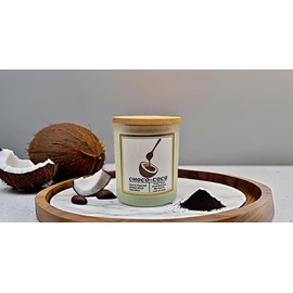 Love Irene Choco-Coco Candle – Indulge in The Rich Aroma of Fudge and Creamy Coconut. 100% Natural Soy Wax | Wood Wick | Hand-Poured | 12 oz | Long-Lasting Aromatherapy Bliss for Home or Gift.