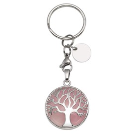 CrystalTears Natural Gemstone Key Fob Tree of Life Pendant Healing Stones Reiki Key Ring Keychain Decoration