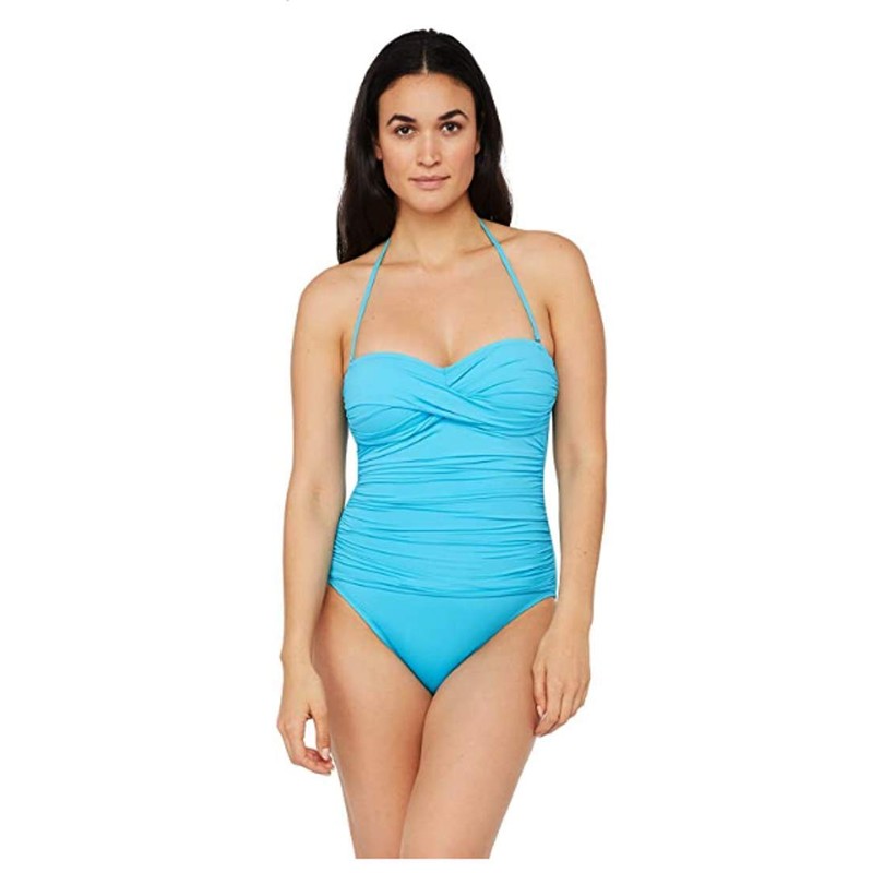 La Blanca Island Goddess Rouched Front Bandeau - Bañador de