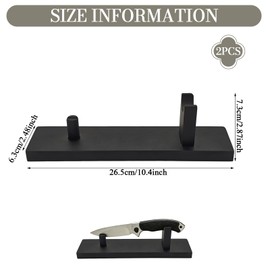 ZJRUI 2 Pcs Knife Display Stand, Black Countertop Knife Holder, Wood Compact Display Rack for Pocket Knives, Folding Knives, Fixed Blades, EDC Knives & Small Dagger Collection