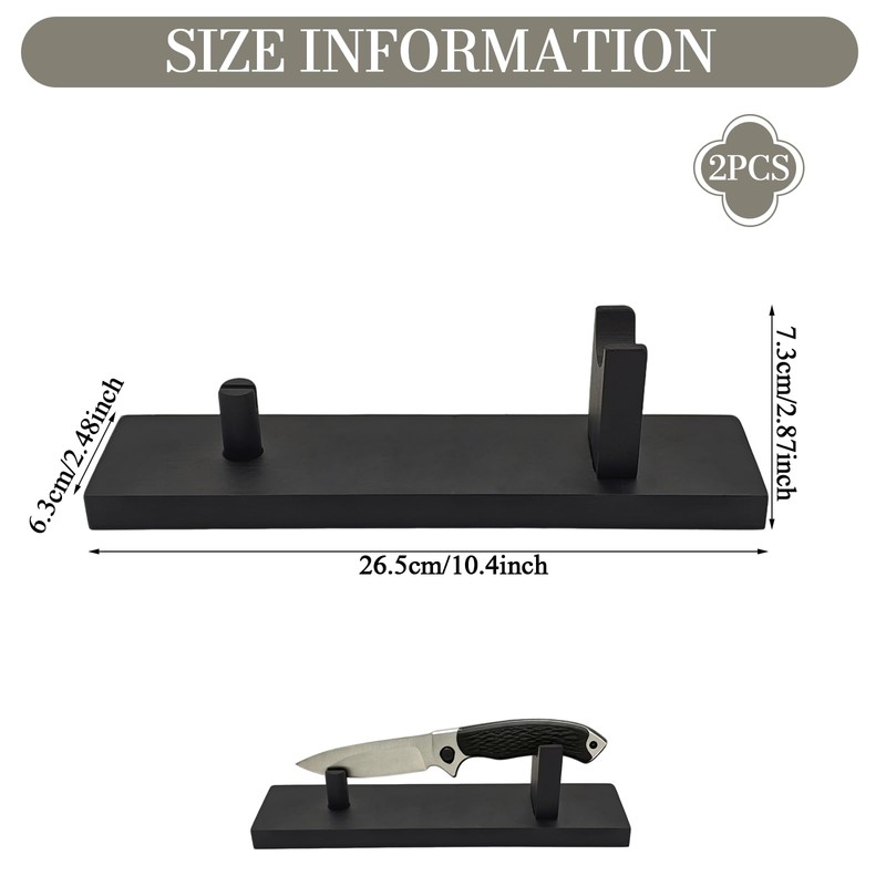 ZJRUI 2 Pcs Knife Display Stand, Black Countertop Knife Holder,