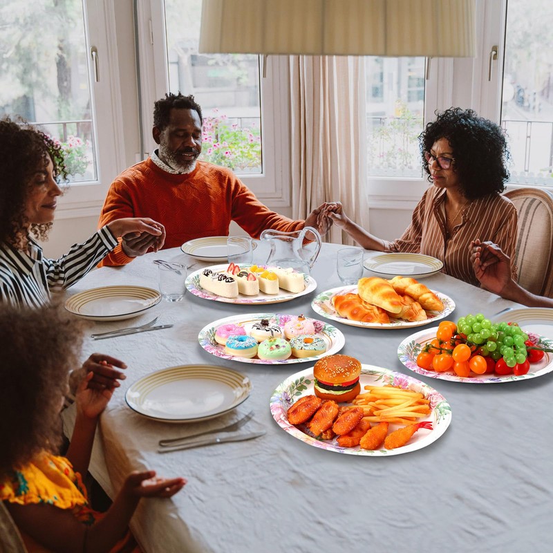 Havawish 200 Pcs Floral Paper Plates and Napkins Baby in