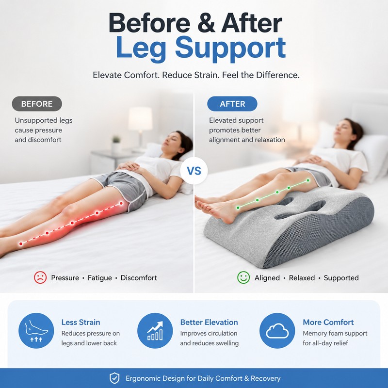 Memory Foam Leg Elevation Pillow for Resting Comfort – Ergonomic