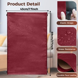 NZDWZDN Headrest Cover for Recliner Chair Recliner Headrest Protector with Elastic Straps Faux Leather Headrest Cover Couch Head Rest Covers for Furniture Sofa Protector 17 x 27In(Wine Red)