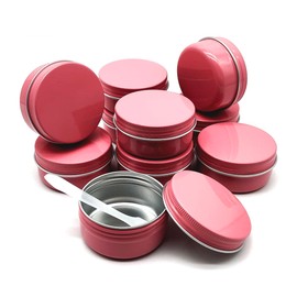 Wopanxye 10pack50ml Pink Aluminum Tin, 50 Gram Containers Leak Proof Cosmetic Jars, 50g Small Makeup Containers Round Screw Lids for Cosmetic, Salves, Lip Balms, Toner, Cream, Candle, Tea, Beads