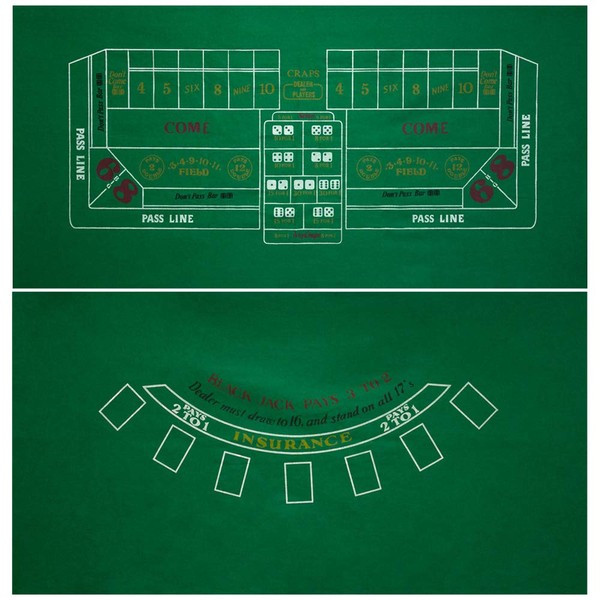 GSE Games & Sports Expert 2-Sided 36"x72"Casino Tabletop Felt Layout Mat (Blackjack, Craps, Roulette, Texas Hold'em Available) (Blackjack/Craps Layout)