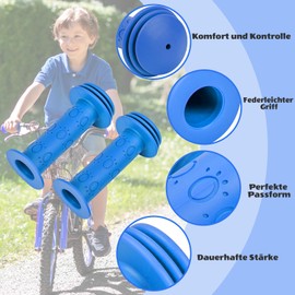 CycForge ​​Children's Bicycle Grips 22 mm - Safe Impact Protection with Paw Pattern - Soft Non-Slip Grips for Scooter & Balance Bike 95 mm, Cute Design Navy