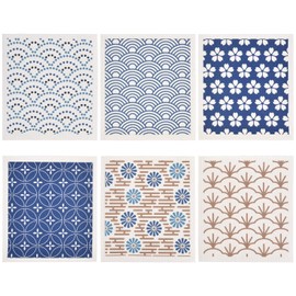 Set of 6 Kitchen Swedish Dishcloths Japan Sakura Art Cleaning Cloths Strong Absorbent and Quick Drying Dish Towels Reusable Cloths for Counter Wipes Art Deco
