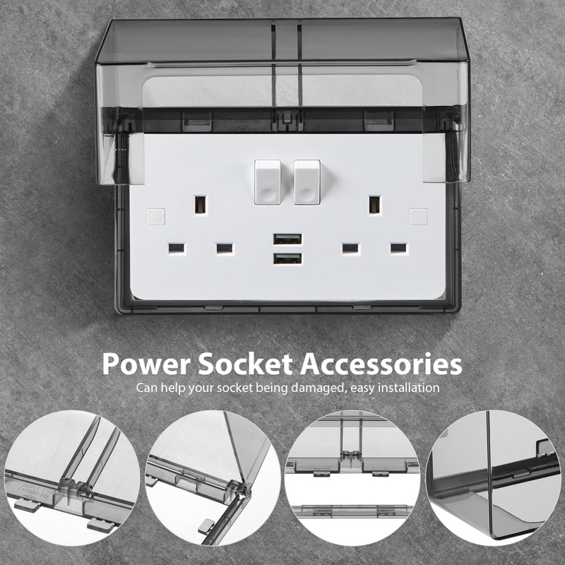 SEWACC Waterproof Outlet Cover Box 2-Gang Adhesive Electrical Socket Protector