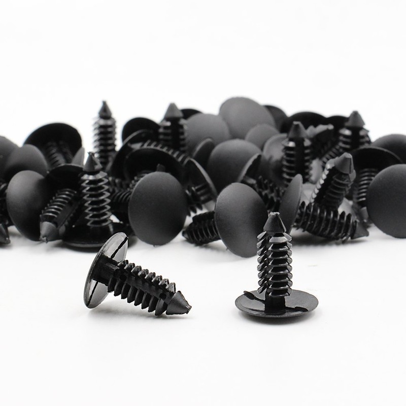 MANSHU 200 Pcs Black Plastic Push Clip Fasteners, 7mm Hole