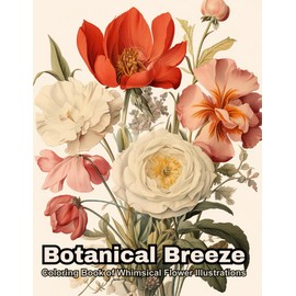 Botanical Breeze: Coloring Book of Whimsical Flower Illustrations: Balance and Relaxation: Featuring a combination of black and white backgrounds