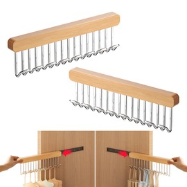2 Pack Pull Out Closet Hanger with 8 Hooks,Valet Rod for Closet Pull Out,Sliding Side Mount Clothes Rack for Ties,Belts, Scarves,Space Saving Organizer,Pants Hooks for Jeans (1right 1left-Pull)