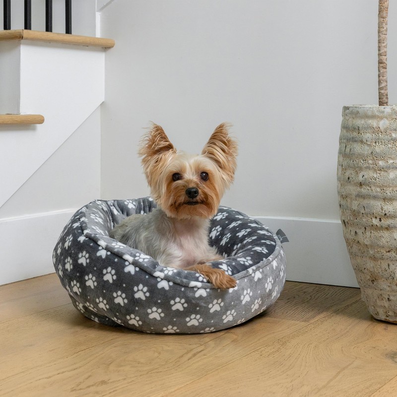 Fringe Studio Paw Dot Charcoal Small Circle Microplush Pet Bed