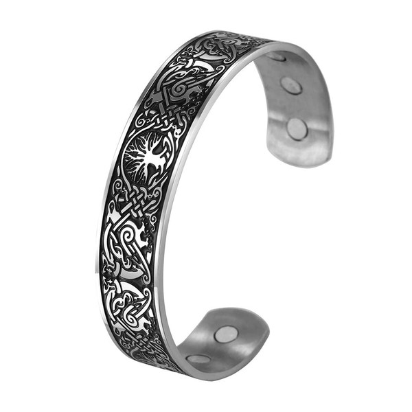 cooltime Ancient Nordic Tree of Life Odin's Raven Magnetic Bracelet