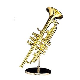 5" Gold Trumpet w/Case Miniature Replica Music Musical Instrument