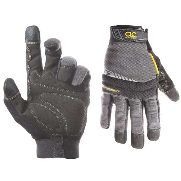 Custom Leathercraft125L Handyman Flex Grip Work Gloves, Shrink Resistant, Improved Dexterity, Tough, Stretchable, Excellent Grip, Black