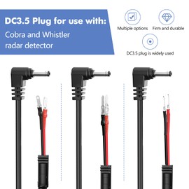 Radar Detector Hardwire Power Cord,Rearview Mirror Plug Cable,with Inline Fuse Holder,Suitable for Uniden Escort Beltronics Valentine One Cobra Whistler Radar Detector,3-Piece Set,13.7'' (DC3.5)