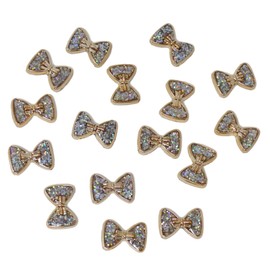 25pcs Gold Resin Bows Cabochons with Iridescent Glitter Sparkle Dots Flat Back Embellishments for Crafts