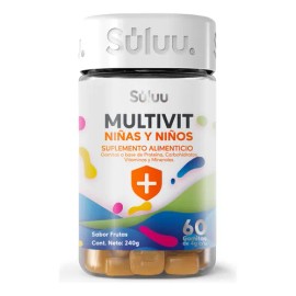 Súluu Multivitaminico Niños | Gomitas | Sistema Inmunológico Fuerte | Protección | Vitaminas Para Niños Inositol, Calcio, Magnesio, Yodo, Zinc, Vitaminas B12, B3, B3, B5, B6, B9, C, A, E. Sin Gluten