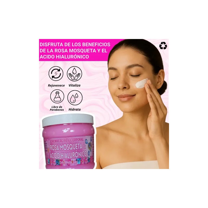 Crema Rosa Mosqueta & Ácido Hialurónico Anti-edad (1 Kilo)