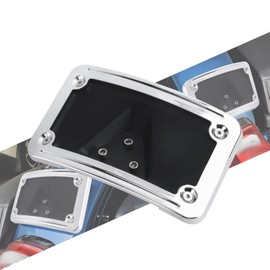 HCmotorku Curved Laydown License Plate Mount Frame Compatible with Harley 3 Hole Rear Fender Mount Replacement for 3148 (Chrome)