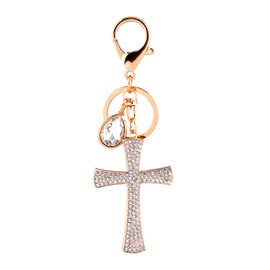 Cross Crystal Keychain, Crystal Rhinestone Key Ring Charm Pendant 3D Sparkling Charm Rhinestones Fashionable Purse Bag Cute Keychain