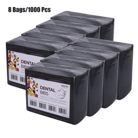 OneMed 1000 PCS 13"x18" Black Dental Bibs Disposable 3 Ply Waterproof Dental Tattoo Bibs 125 PCS per Bag 8 Bags Dentist Clinic Medical Tray Cover and Nail Table Cover