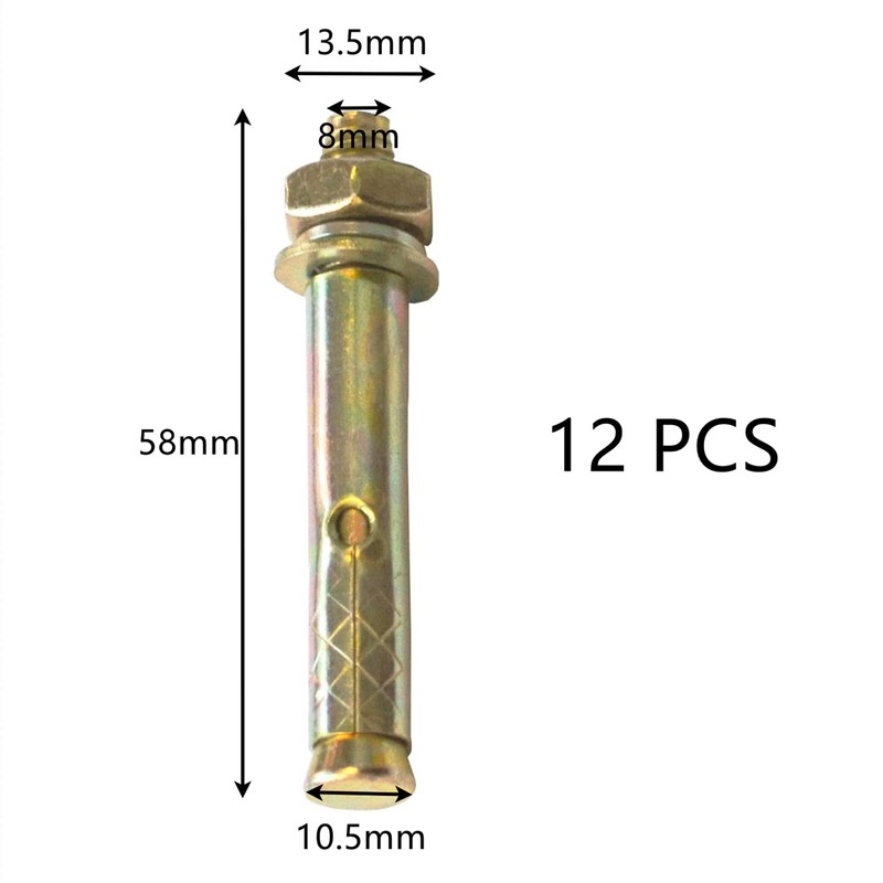 12 PCS M8*60mm Expansion Bolts,Hex Bolt Sleeve,Concrete Anchor (M8*60mm, 12)