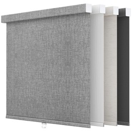 Astomi Blackout Pull-Down Window Shades, Cordless Free-Stop Blinds with Valance, Easy to Install and Efforless to Control, Ideal for Home and Office (35" W x 72" H, Grey)