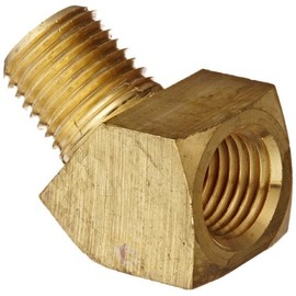 Eaton Weatherhead 3350X4 Brass CA360 Fitting, 45 Degree Elbow, 1/4" NPT Female x 1/4" NPT Male