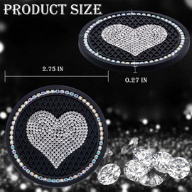 MEAJOO 2PCS Sparkling Car Cup Holder Coaster – 2.75 Inch Silicone Insert – Non-Slip, Shockproof – Universal Auto Interior Accessories for Women Girls (Black & White)