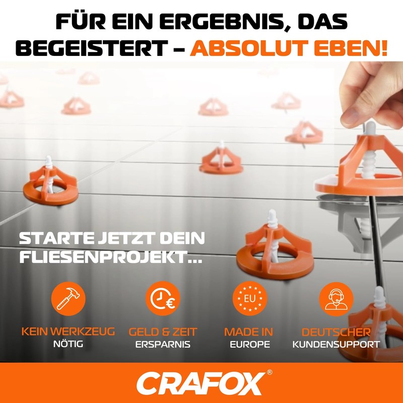 CRAFOX® Tile Levelling System Accessories, 250 x Thread Tabs, 3