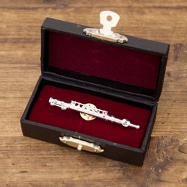 Akizuki Boeki PA06-1/14 Design Accessory Flute Silver W 2.2 x D 0.6 x H 0.4 inches (5.7 x 1.5 x 1 cm) Miniature Band Pin Batch