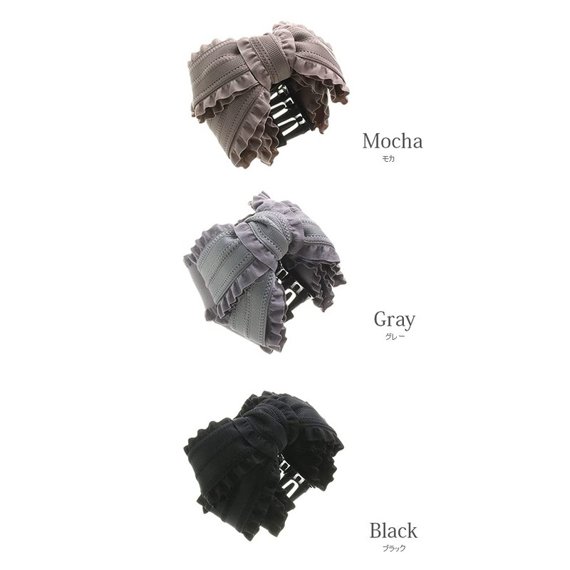 VINGTAINE H7415-BK- Ruffled Ribbon Hair Claw Hair Clip Head Access