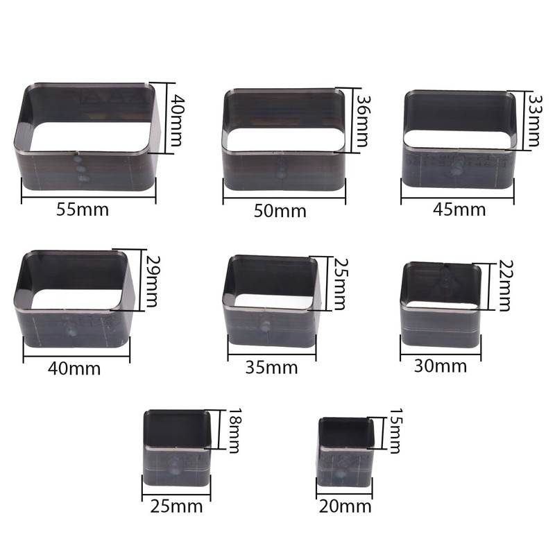 8-Piece Leather Punch Tool Set, Rectangular Shapes, Hollow Punching Tool,