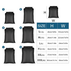 DRERIO 6 PCS Dry Bags Waterproof Dry Bag Set Dry Sack Small Dry Bags Rucksack Liner Black and Multi-Color Canoe Bags Water Resistance for Camping Hiking Backpacking Kayaking Home Storage, Black, Dry
