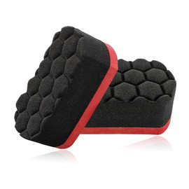 Gasedin 2 PCS Tire Waxing Applicator Pad, Easy Grip Hex Logic Tire Shine Dressing Applicator Sponge, Universal Automotive Tire Polishing Sponge Pads, Detailing Car Accessories (Red)