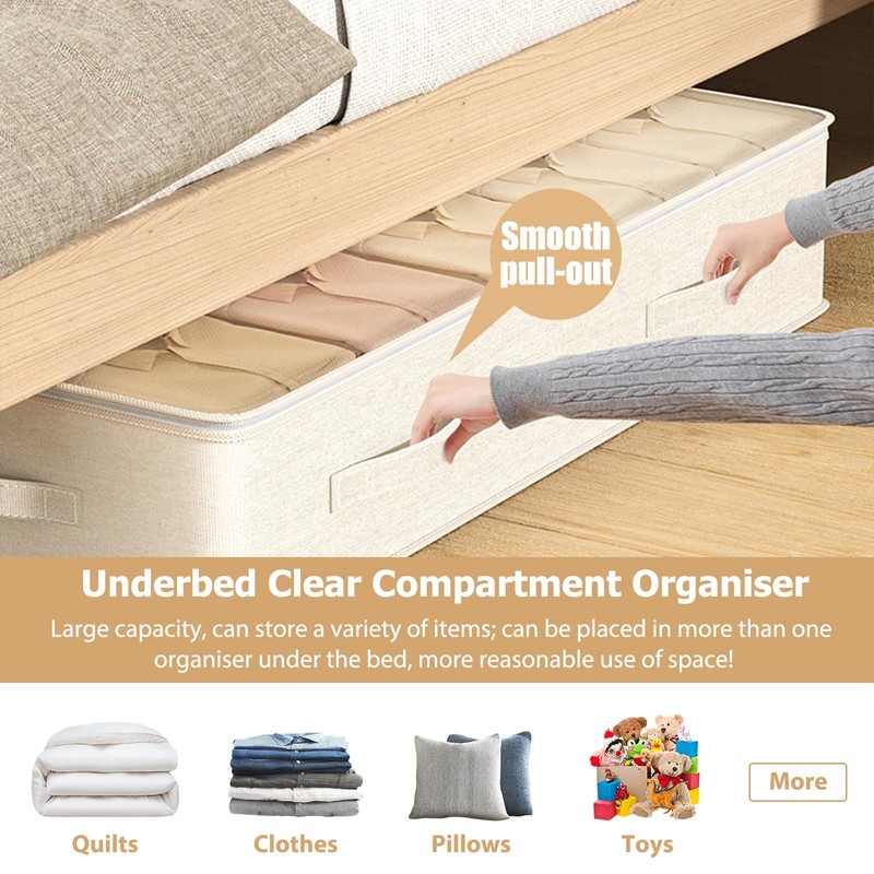 Underbed Storage Bags, 2 Pack 72L Under Bed Storage Box