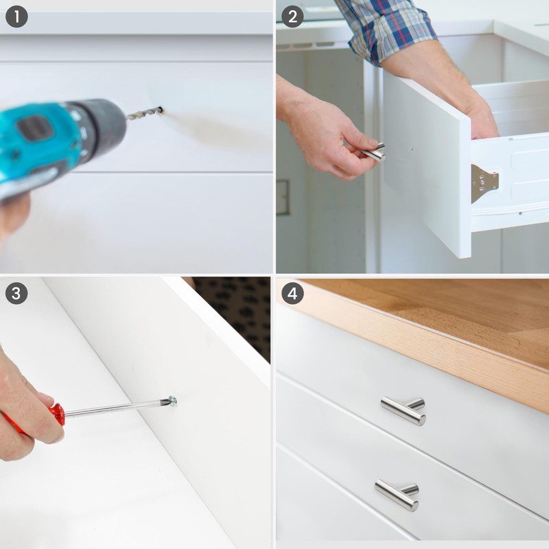 BELLE VOUS Kitchen Cupboard Handles (20 Pack) - 50mm T-Bar