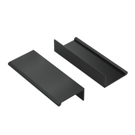 goldenwarm 12 Pack Adhesive Cabinet Handles Black Finger Pulls for Cabinets Black Stick On Cabinet Handles for Dresser Bathroom,Aluminium Alloy,3-9/10"Overall Length（100mm）