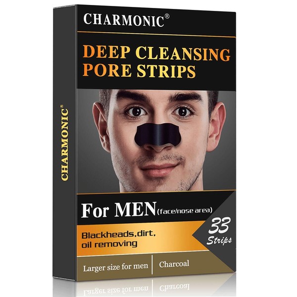 Blackhead Pore Strips, 33 pcs Charcoal Peel Off Strips, Blackhead Remover Pore Strips for Men, Deep Cleansing Strips Remove for Nose Area and Face Oil and Blackheads