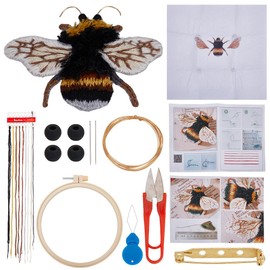 WEBEEDY DIY Bee Embroidery Kit 3D Animal Embroidery Brooches Kit for Beginners Adults,Embroidery Starter Kit with Embroidery Pattern and Instruction,DIY Needlepoint Kits Embroidery Craft Decoration