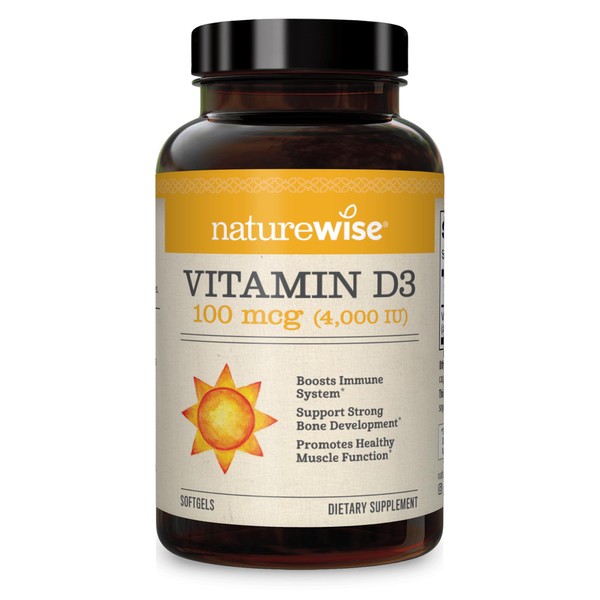 NatureWise Vitamin D3 4000iu (100 mcg) Healthy Muscle Function, and Immune Support, Non-GMO, Gluten Free in Cold-Pressed Olive Oil, Packaging Vary (Mini Softgel), 360 Count