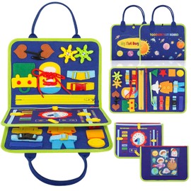 FAYOGOO Busy Board for Toddlers, 3-Layers, Busy Board from 1 2 3 Years, Montessori Busy Board Activity Board Years Aged Girls Boys Motor Skills Toy for Toddlers, Basic Knowledge Learning