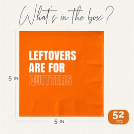 Thanksgiving Napkins 52 Pcs Leftovers Are For Quitters, Cocktail Thanksgiving Napkins Disposable, Happy Friendsgiving Napkin, Friendsgiving Decorations, Funny Paper Napkin for Friendgiving Party Decor