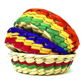 Alondra's Imports Genuine Mexican Handwoven Tortilla Basket – Taco Keeper, Pancake Warmer, Palm Tortilleros, Fiesta Party, Tortilla Holder, Candy, Chips and More, Unique Assorted Colors (Artisan-Made, 6 Pack)