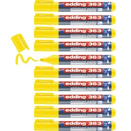 edding 363 whiteboard marker - yellow - 10 whiteboard pens - chisel tip 1-5 mm - whiteboard pen dry wipe - for whiteboards, flipcharts, pinboards, magnetic and memo boards - sketchnotes