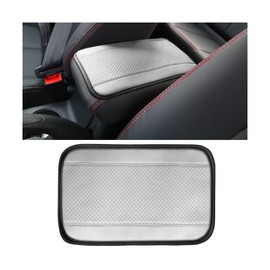 XINLIYA Auto Center Console Pad, PU Leather Car Armrest Seat Box Cover, Waterproof Non Slip Soft Armrest Box Cushion Protector, Car Accessories Universal for SUV, Truck, Van (White)